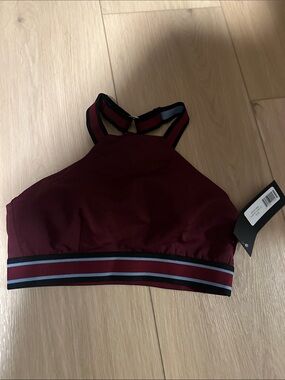 Women's High-Neck Burgundy Workout Top